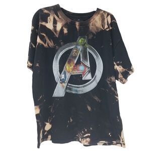 Avengers Mens Size XL Acid Wash Logo Bleach Tee